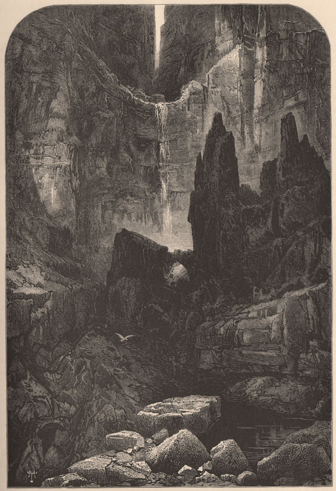 ARIZONA. Walls of the Grand Canyon 1874 old antique vintage print picture